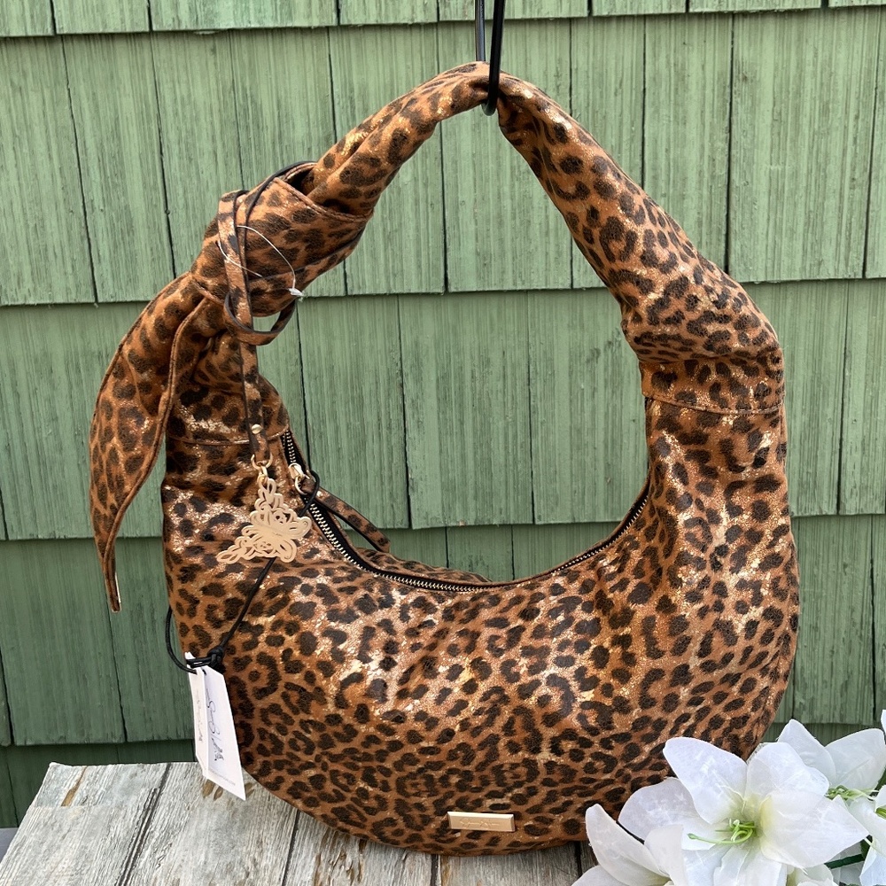 Jessica Simpson Leopard Print Hobo Bag in Brown and Black